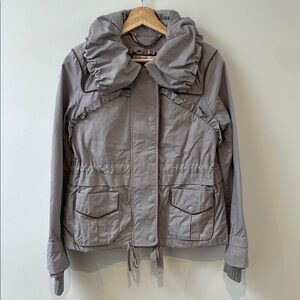 Juicy Couture Womens Drawstring Jacket Coat utility SMALL Lavender Gray Zipper